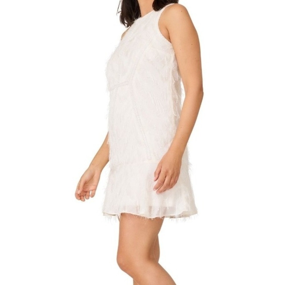 J. Mendel Fringe and Beaded Mini Dress Wedding Event Holiday Party Glam Sz 12